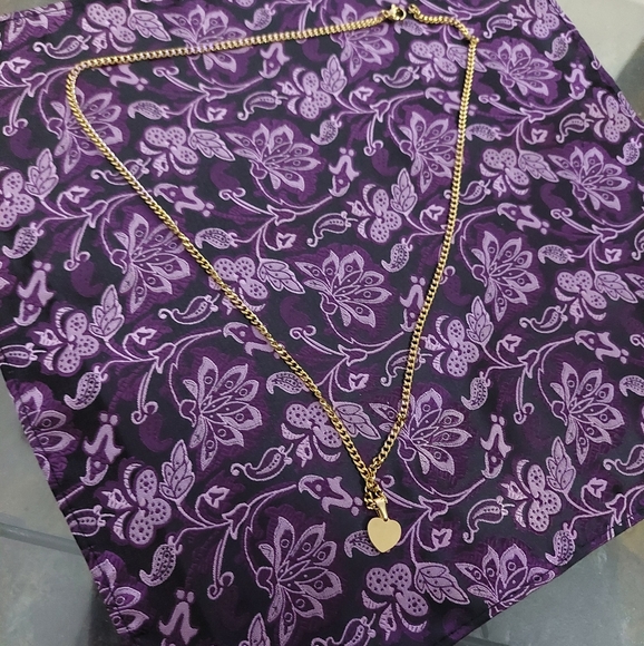 18K Gold Plated Heart Pendant with 18K Gold Miami Cuban Link Chain - Picture 10 of 10